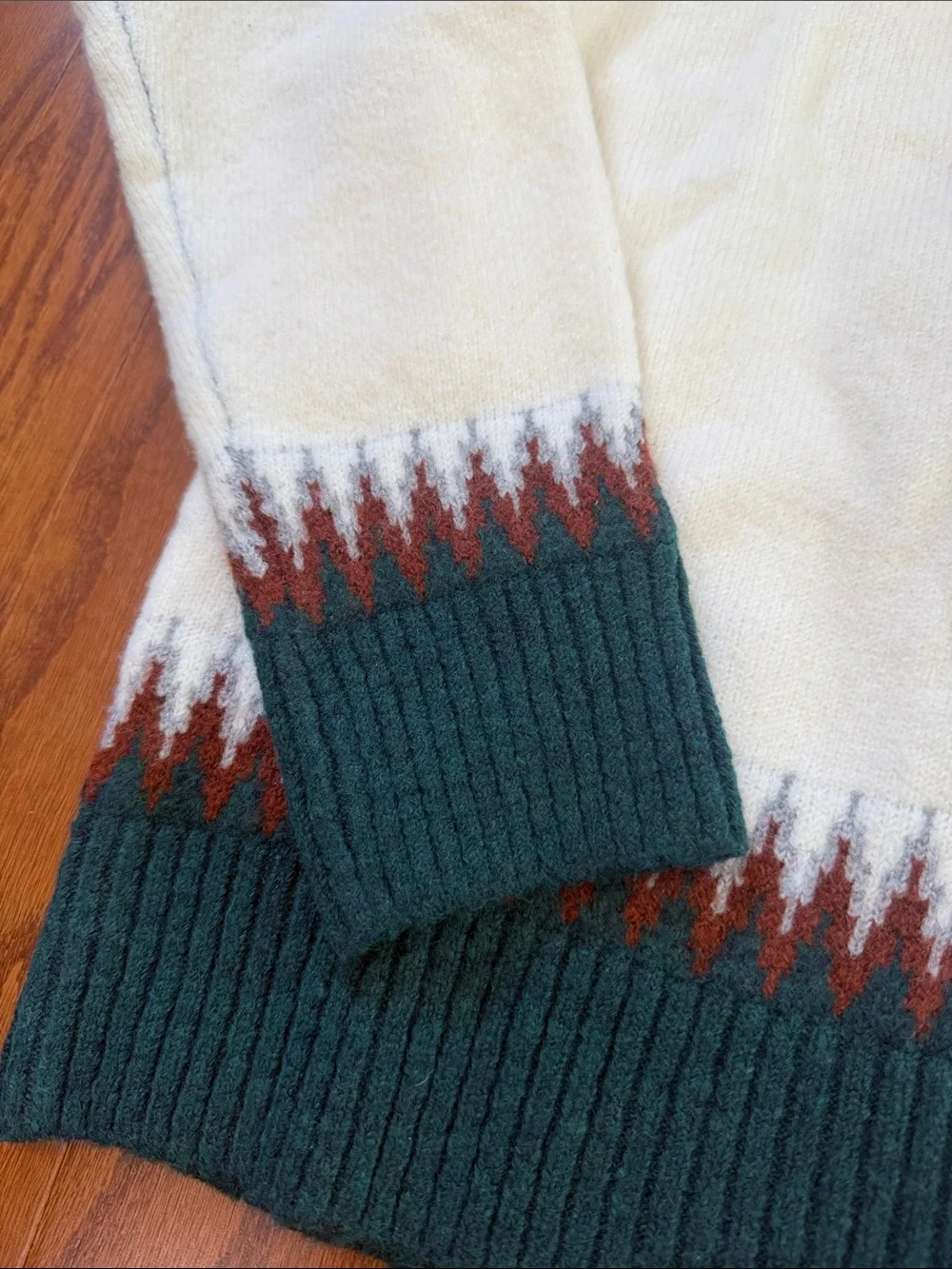 NWT Heritage Fair Isle Sweater | Ivory Green Rust Nordic Winter Knit - Picture 6 of 11